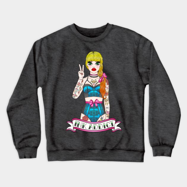 Ink Addict Crewneck Sweatshirt by jadeboylan